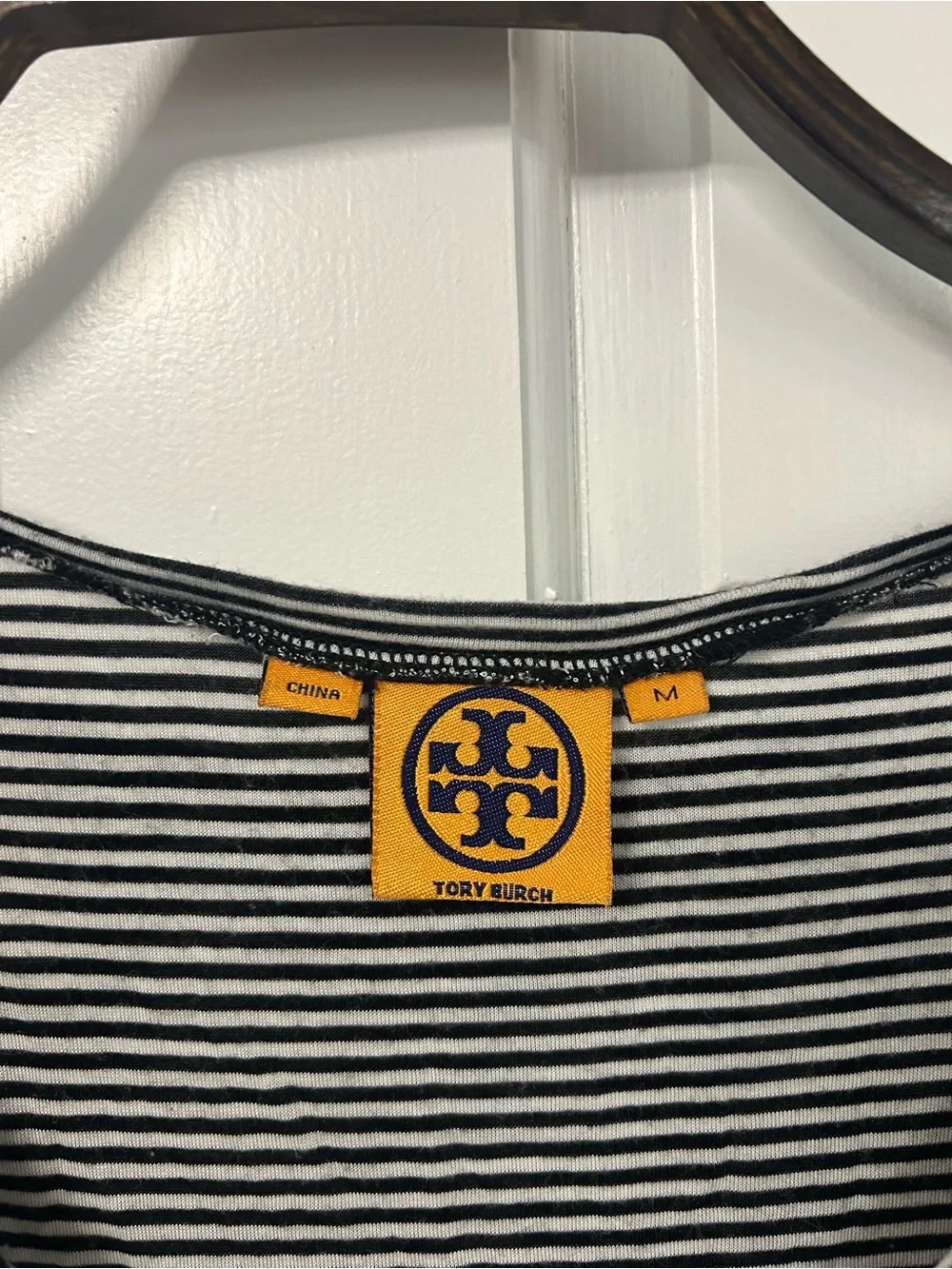 Tory Burch Navy and White Striped Scoop Neck Tank